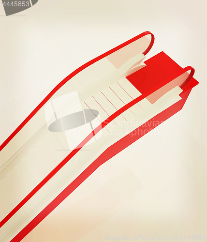 Image of Single escalator. 3d illustration. Vintage style