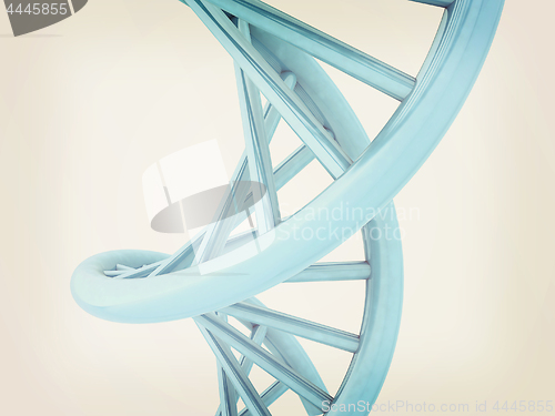 Image of DNA structure model on white. 3D illustration. Vintage style