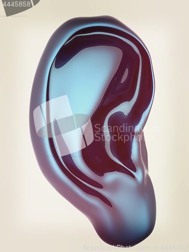 Image of Ear model. 3d illustration. Vintage style
