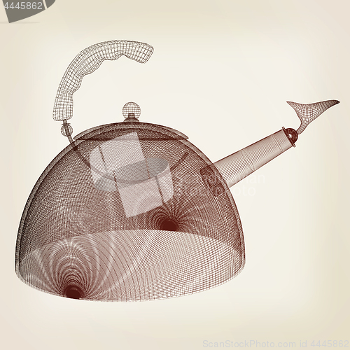 Image of Teapot concept. 3d illustration. Vintage style