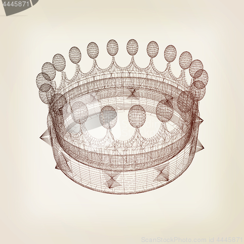 Image of Crown. 3D illustration. Vintage style