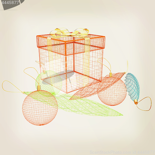 Image of colorful gift box concept. 3d illustration. Vintage style