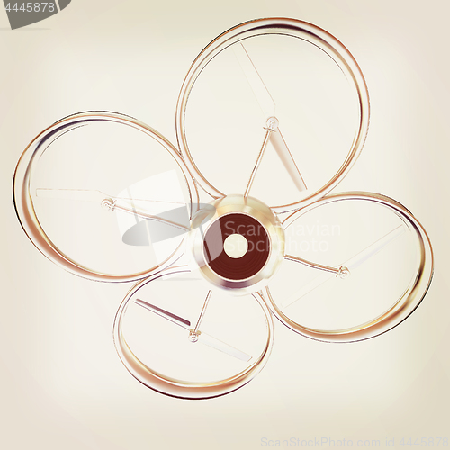 Image of Quadcopter Dron. 3d render. Vintage style