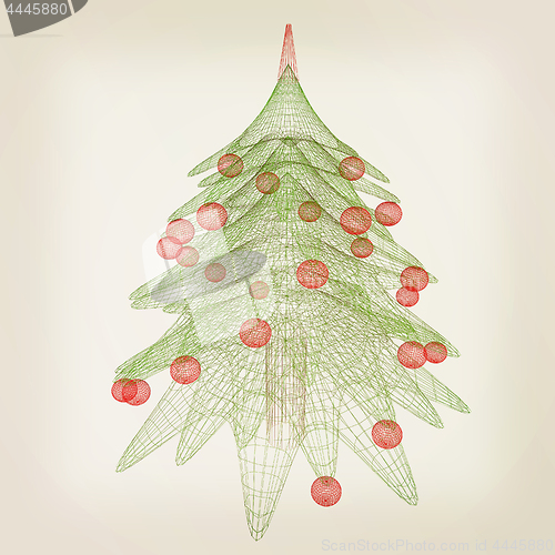 Image of Christmas tree concept. 3d illustration. Vintage style