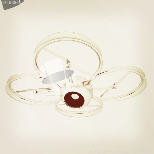 Image of Quadcopter Dron. 3d render. Vintage style