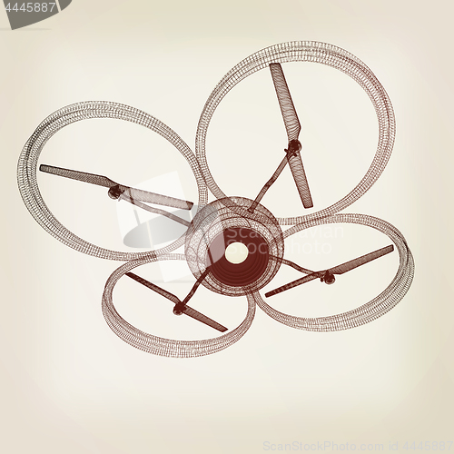 Image of Quadcopter Dron. 3d render. Vintage style