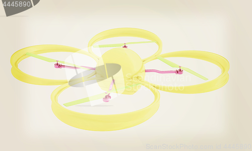 Image of Quadcopter Dron. 3d render. Vintage style