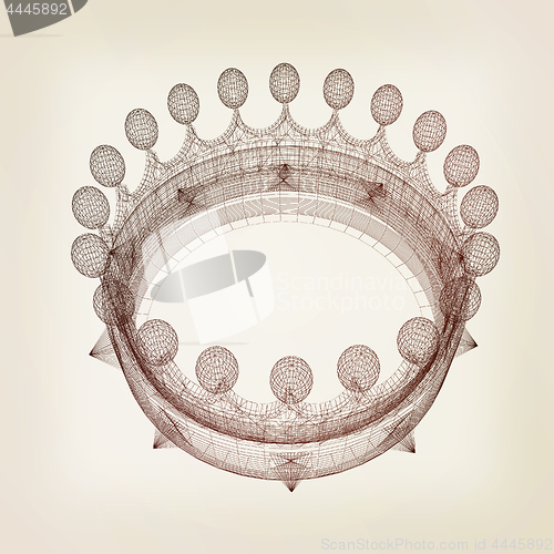 Image of Crown. 3D illustration. Vintage style