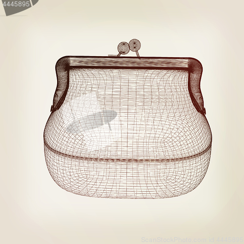 Image of purse on a white. 3D illustration. Vintage style