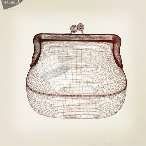 Image of purse on a white. 3D illustration. Vintage style