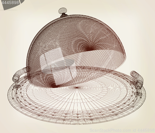 Image of Restaurant cloche concept. 3d illustration. Vintage style