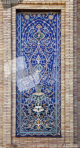 Image of Old Eastern mosaic on the wall, Uzbekistan