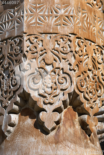 Image of Carved wooden column, Uzbekistan