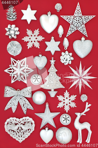 Image of Christmas Silver Bauble Background