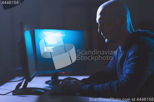 Image of hacker using computer virus for cyber attack