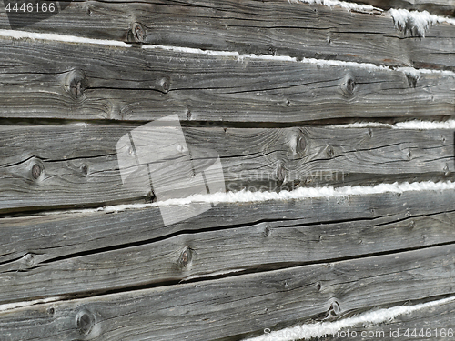 Image of Old wooden wall of hewn natural logs