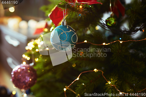 Image of Decorated Christmas tree with light string