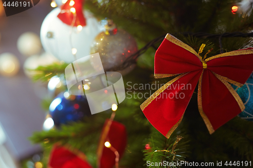 Image of Decorated Christmas tree with light string