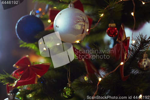 Image of Decorated Christmas tree with light string