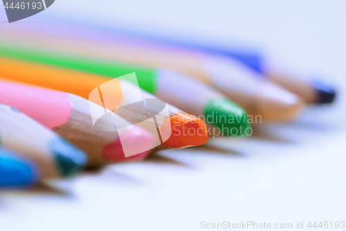 Image of Colorful pencils in a row. Close-up