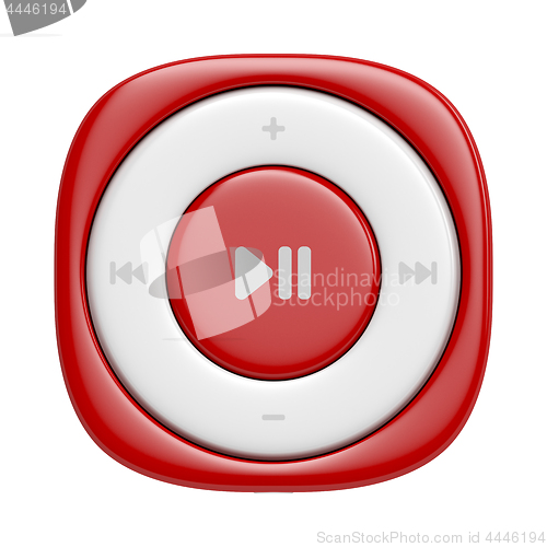 Image of Small red music player, front view