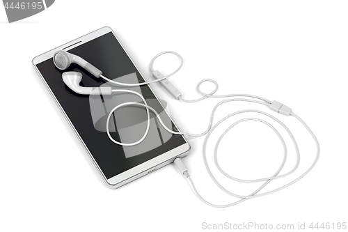 Image of Smartphone and wired earphones