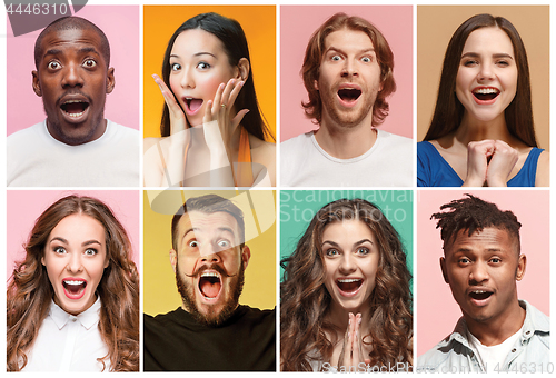 Image of The collage of surprised people