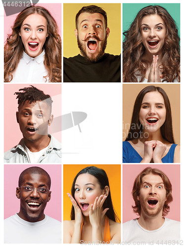 Image of The collage of surprised people