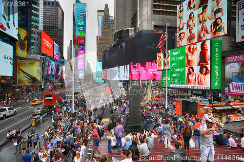 Image of New York, USA – August 20, 2018: Crowded with many people walk