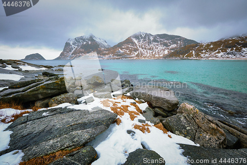 Image of Rocky coast of fjord in Norway