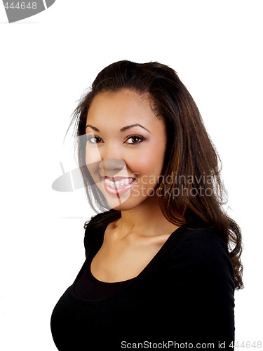 Image of Smiling young black woman with braces pretty
