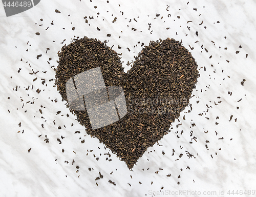 Image of Heart made of green tea leaves