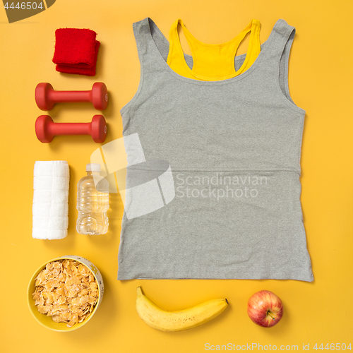 Image of Fitness and healthy lifestyle flatlay