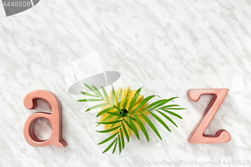 Image of Palm leaves and metal letters decor