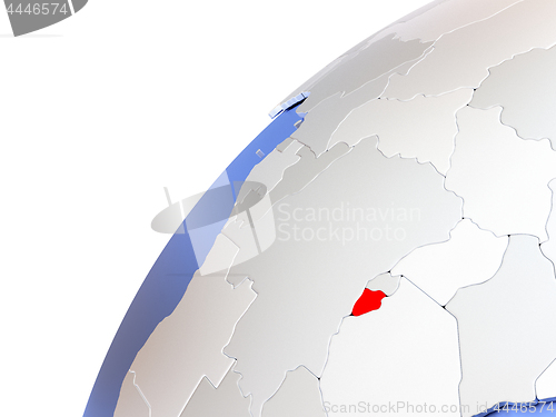 Image of Burundi on modern shiny globe