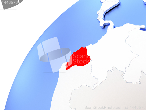 Image of Ecuador on modern shiny globe