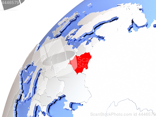 Image of Belarus on modern shiny globe