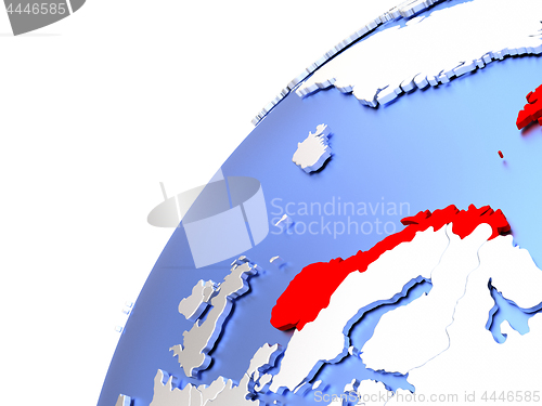 Image of Norway on modern shiny globe