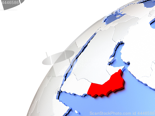 Image of Oman on modern shiny globe