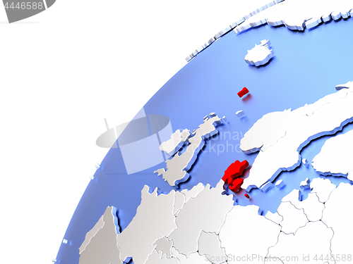 Image of Denmark on modern shiny globe
