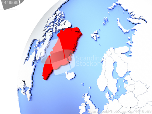 Image of Greenland on modern shiny globe