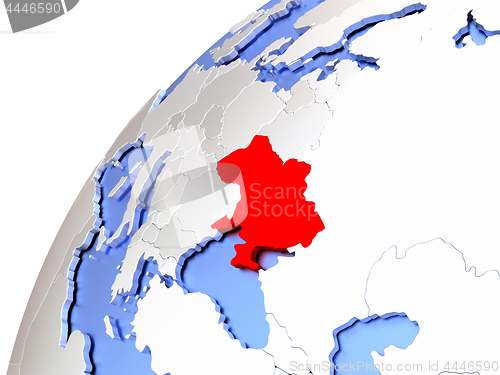 Image of Ukraine on modern shiny globe