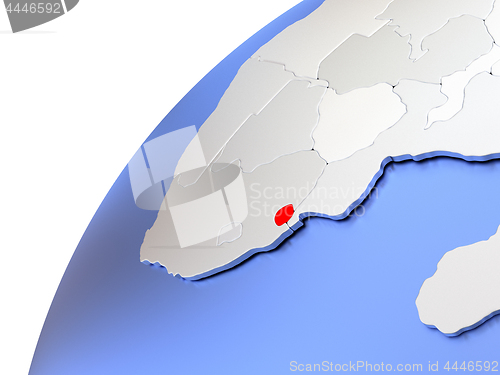 Image of Swaziland on modern shiny globe