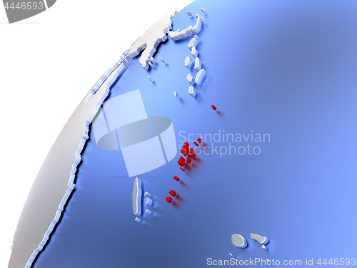 Image of Vanuatu on modern shiny globe