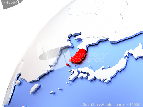 Image of South Korea on modern shiny globe