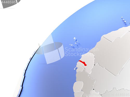 Image of Gambia on modern shiny globe