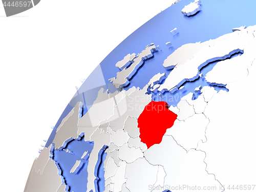 Image of Poland on modern shiny globe