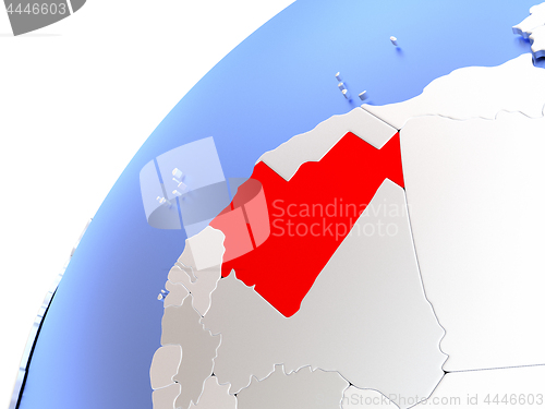 Image of Mauritania on modern shiny globe