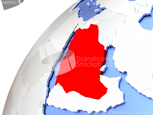 Image of Saudi Arabia on modern shiny globe