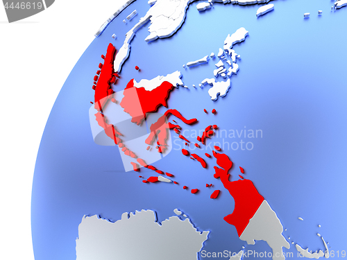 Image of Indonesia on modern shiny globe